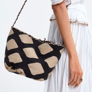 Zara Two Tone Contrasting Jute Bag